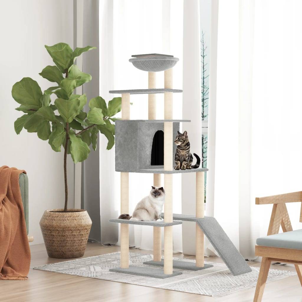Vidaxl - Arbre à chat avec griffoirs en sisal Gris clair 166 cm vidaXL 171682 - Imagen 1