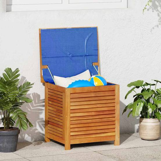 Petit Coffre de Rangement Jardin Bois d'Acacia Massif Design Persiennes 60x50x56 cm – ComfortXL Outdoor Living - Image 1