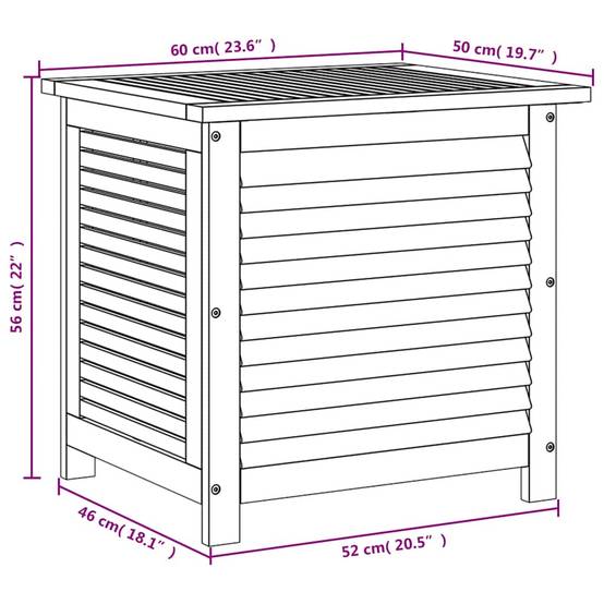 Petit Coffre de Rangement Jardin Bois d'Acacia Massif Design Persiennes 60x50x56 cm – ComfortXL Outdoor Living - Image 5