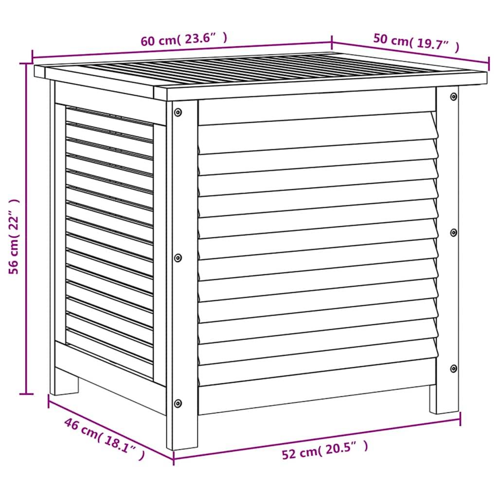 Petit Coffre de Rangement Jardin Bois d'Acacia Massif Design Persiennes 60x50x56 cm – ComfortXL Outdoor Living - Image 5