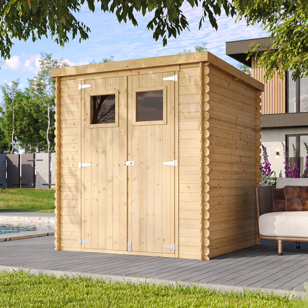 Timbela - Abri de jardin en bois - Stockage extérieur l204xL204xH200 cm/3.53 m2 - Petit abri à outils, Local à vélos - 19 mm d’épaisseur - TIMBELA M309 - Image 1