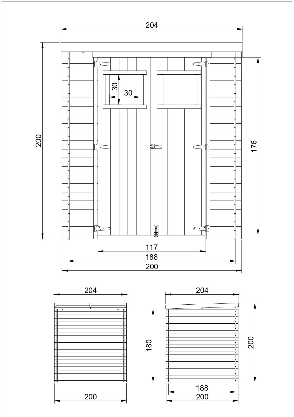 Timbela - Abri de jardin en bois - Stockage extérieur l204xL204xH200 cm/3.53 m2 - Petit abri à outils, Local à vélos - 19 mm d’épaisseur - TIMBELA M309 - Image 6