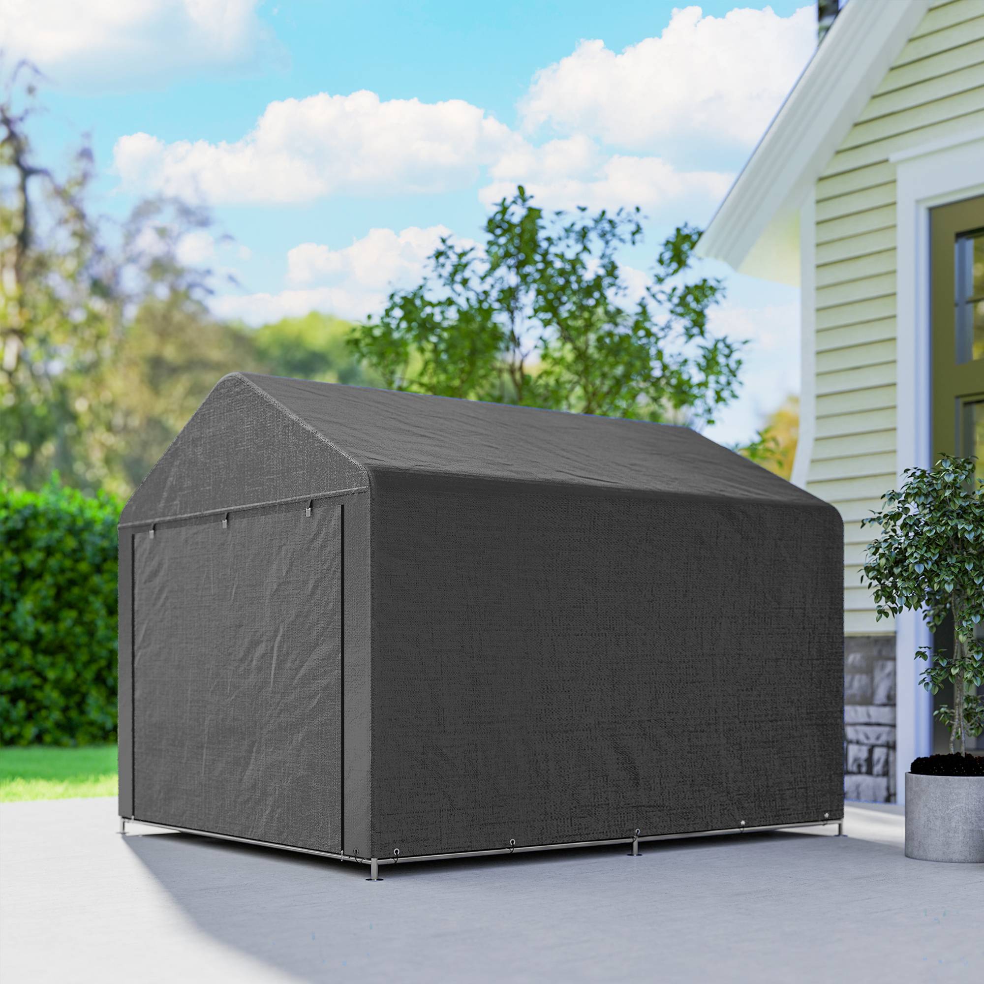 ComfortXL - Tente de stockage métal PE jardin protection vélos motos 200x238x183cm gris foncé - ComfortXL Outdoor Living - Image 10