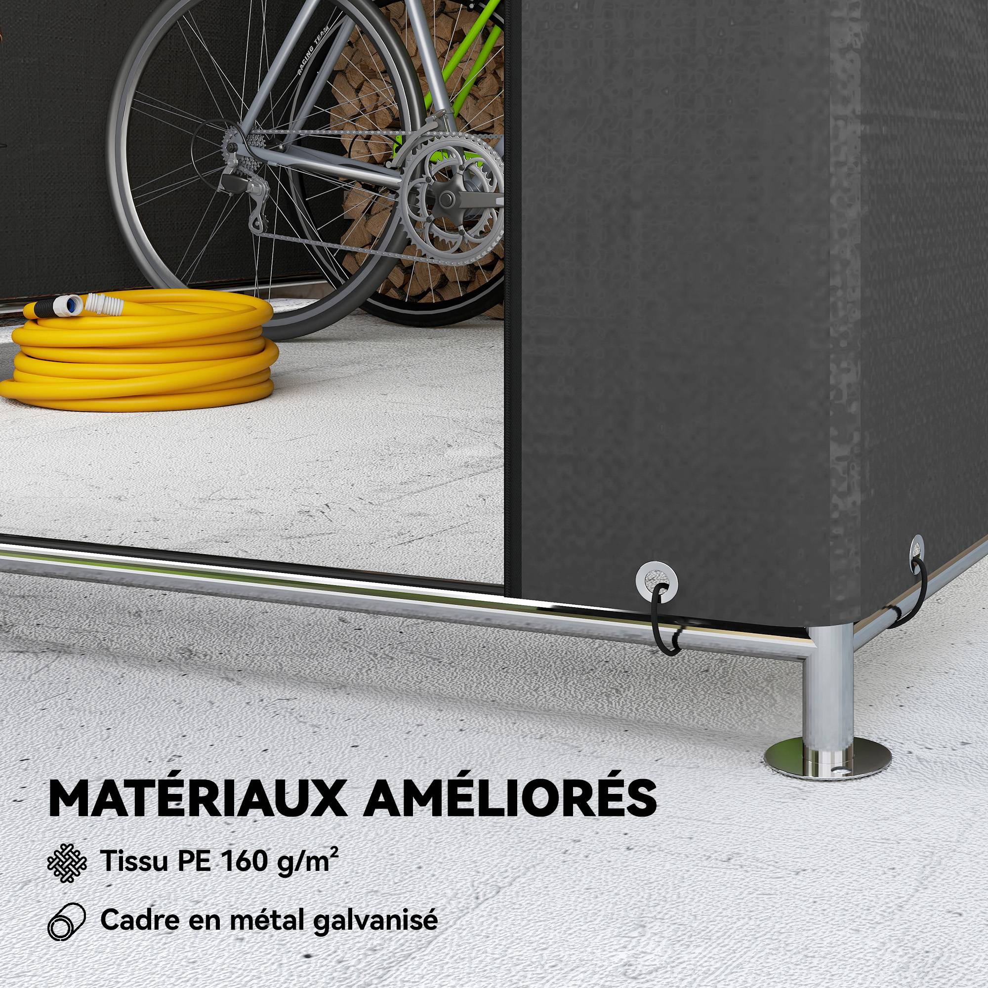 ComfortXL - Tente de stockage métal PE jardin protection vélos motos 200x238x183cm gris foncé - ComfortXL Outdoor Living - Image 6