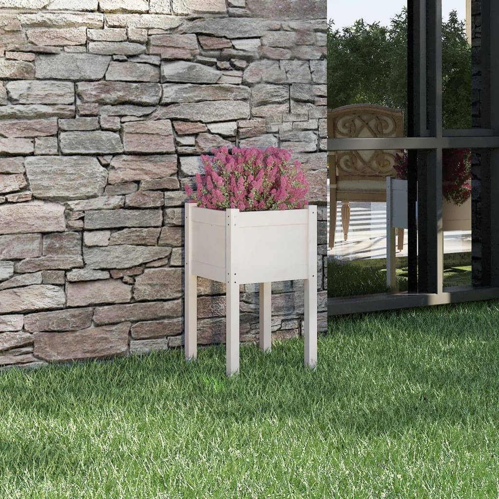 Vidaxl - Jardinière d'extérieur Blanc 40x40x70 cm Bois de pin massif vidaXL 810791 - Image 1