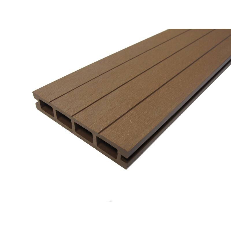 Lame terrasse bois composite alvéolaire Qualita L 360 cm / l14 cm / ep 2,5 cm - Terre cuite