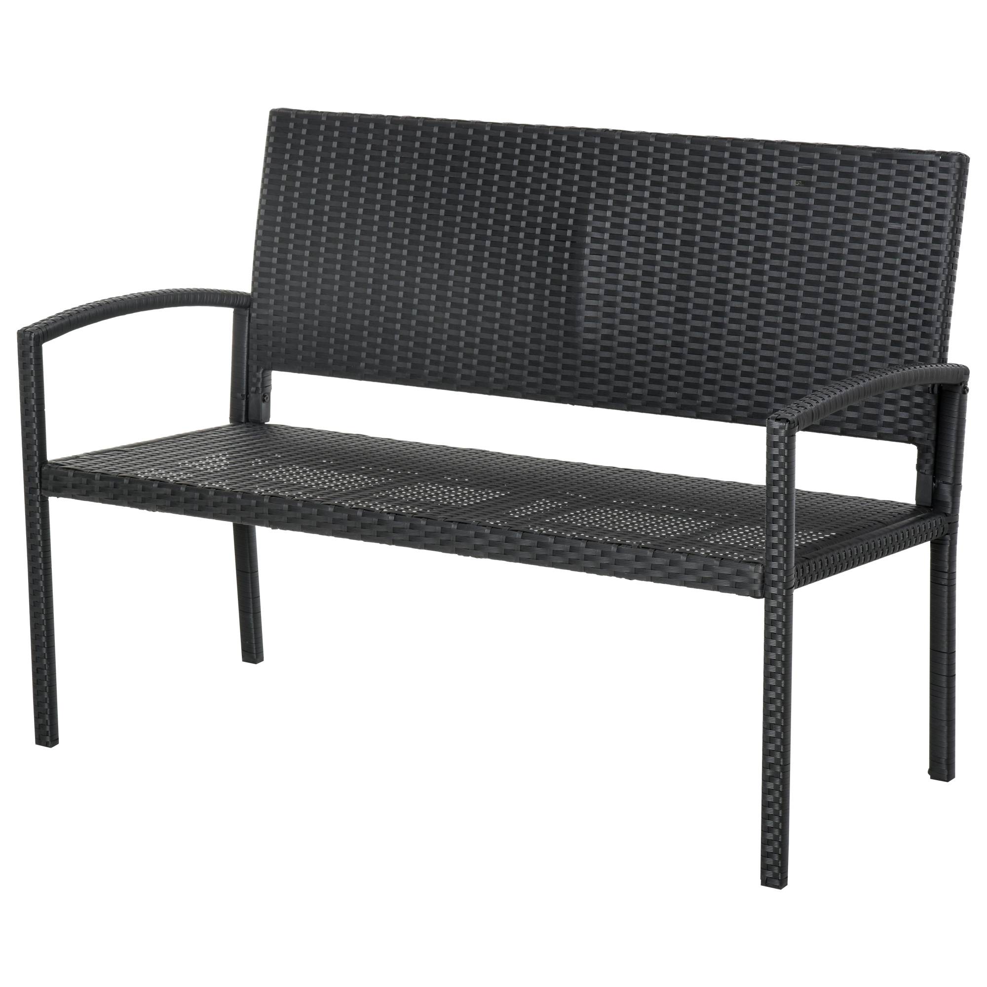 Outsunny - Banc de jardin 2 places style cosy chic résine tressée 4 fils imitation rotin noir - Outsunny - Imagen 1