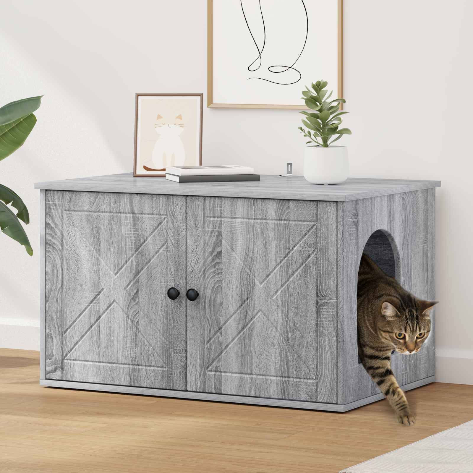 Vidaxl - Maison pour chat Gris Sonoma 85 x 55 x 50 cm Bois d'ingénierie vidaXL 8000731 - Image 1