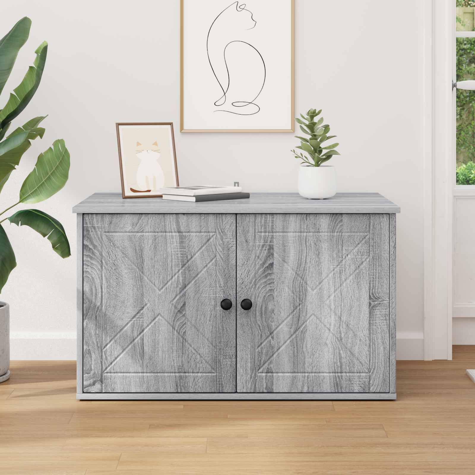 Vidaxl - Maison pour chat Gris Sonoma 85 x 55 x 50 cm Bois d'ingénierie vidaXL 8000731 - Image 5