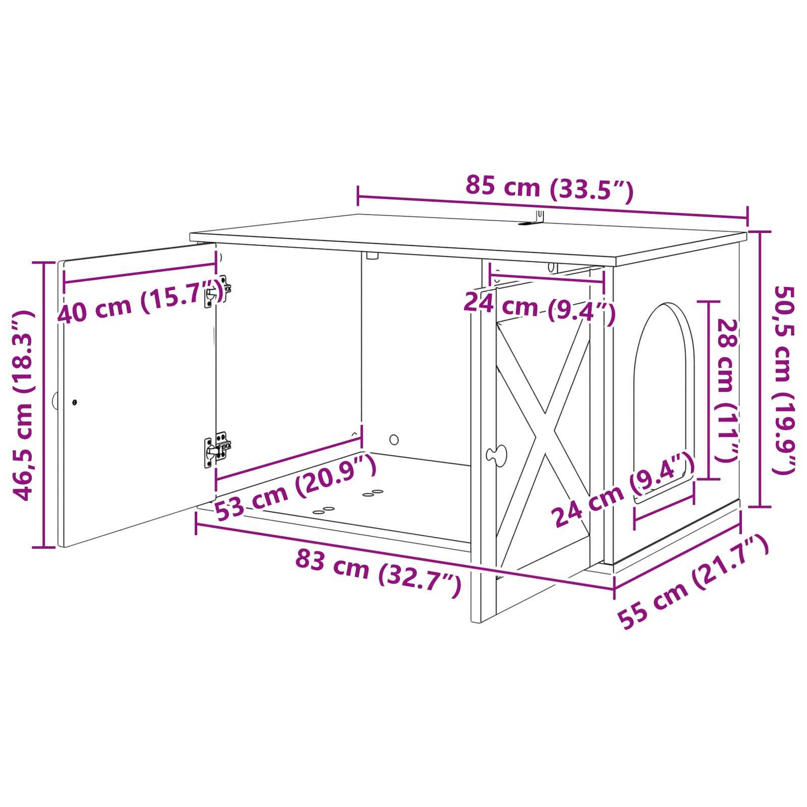 Vidaxl - Maison pour chat Gris Sonoma 85 x 55 x 50 cm Bois d'ingénierie vidaXL 8000731 - Image 3