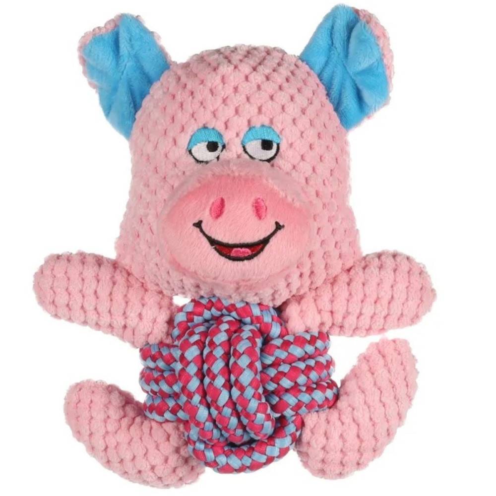 Flamingo - Jouet Cochon rose avec corde longueur 21 cm pour chien - Imagen 1