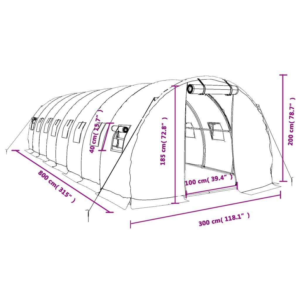 ComfortXL - Serre tunnel de jardin 24m² bâche PE et acier culture potager verte 8x3m – ComfortXL Outdoor Living - Image 9