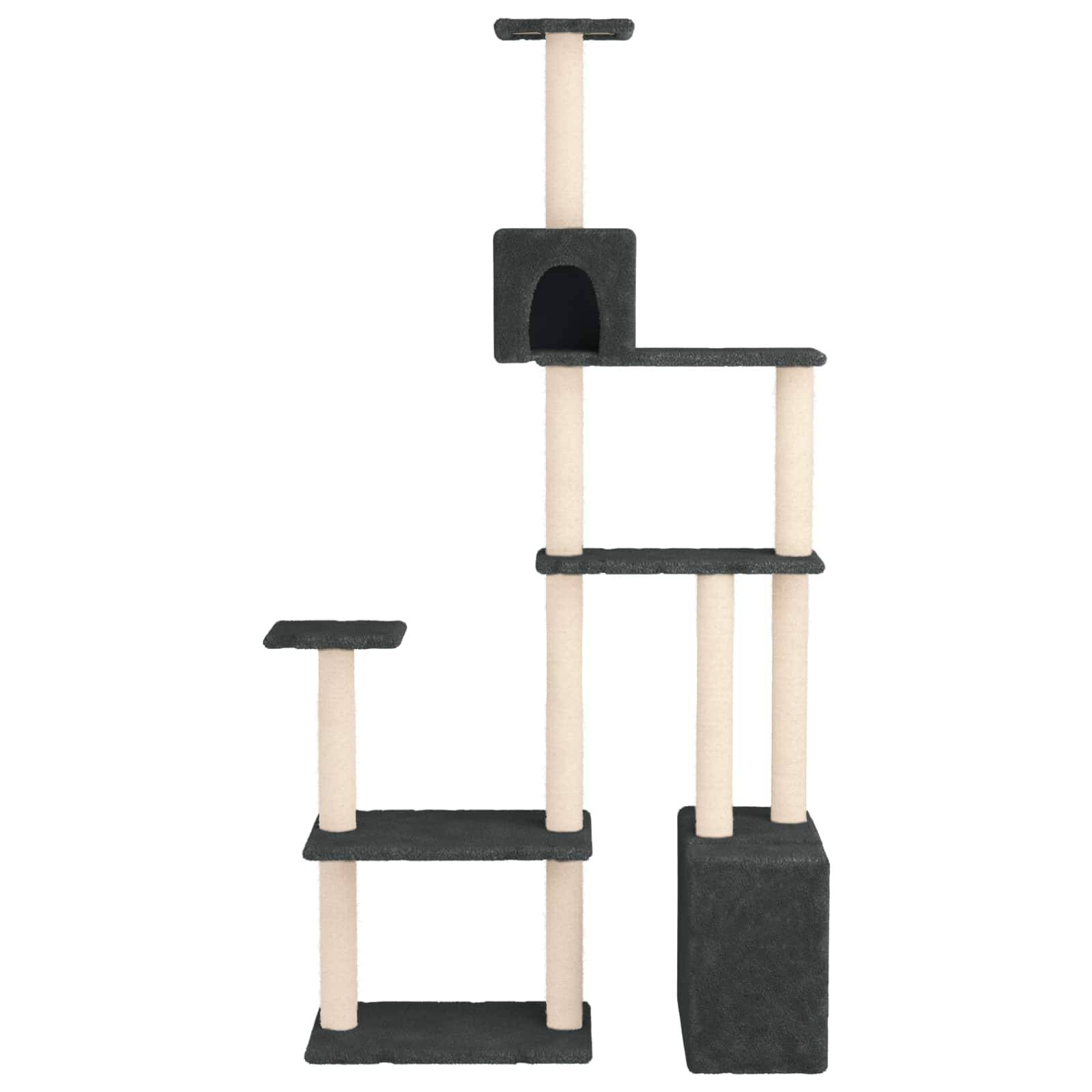 Arbre à chat bois et peluche gris foncé 96 x 47.5 x 177.5 cm - PANGIVO - Image 3