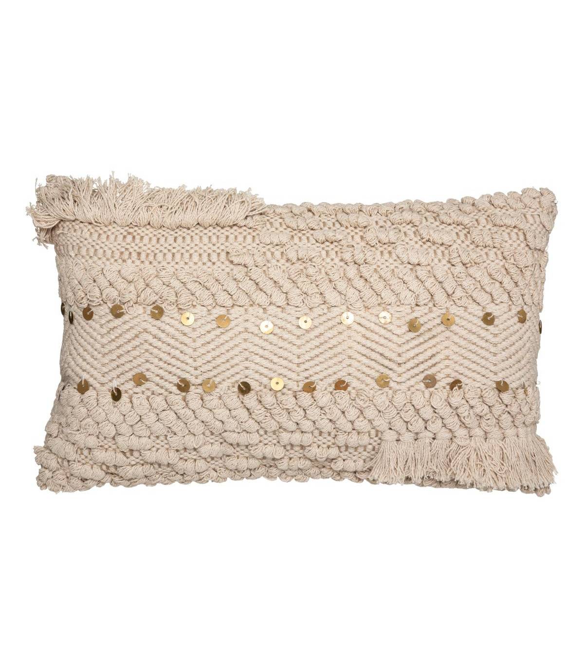 Coussin déhoussable en Coton et Jute motif en relief avec sequins 30 x 50 cm - Imagen 1