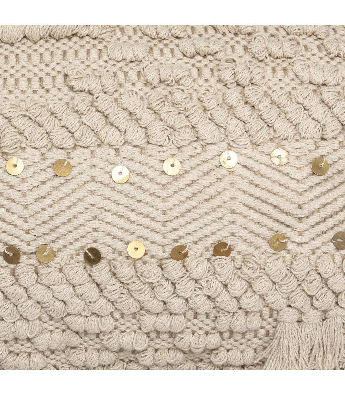Coussin déhoussable en Coton et Jute motif en relief avec sequins 30 x 50 cm - Imagen 2