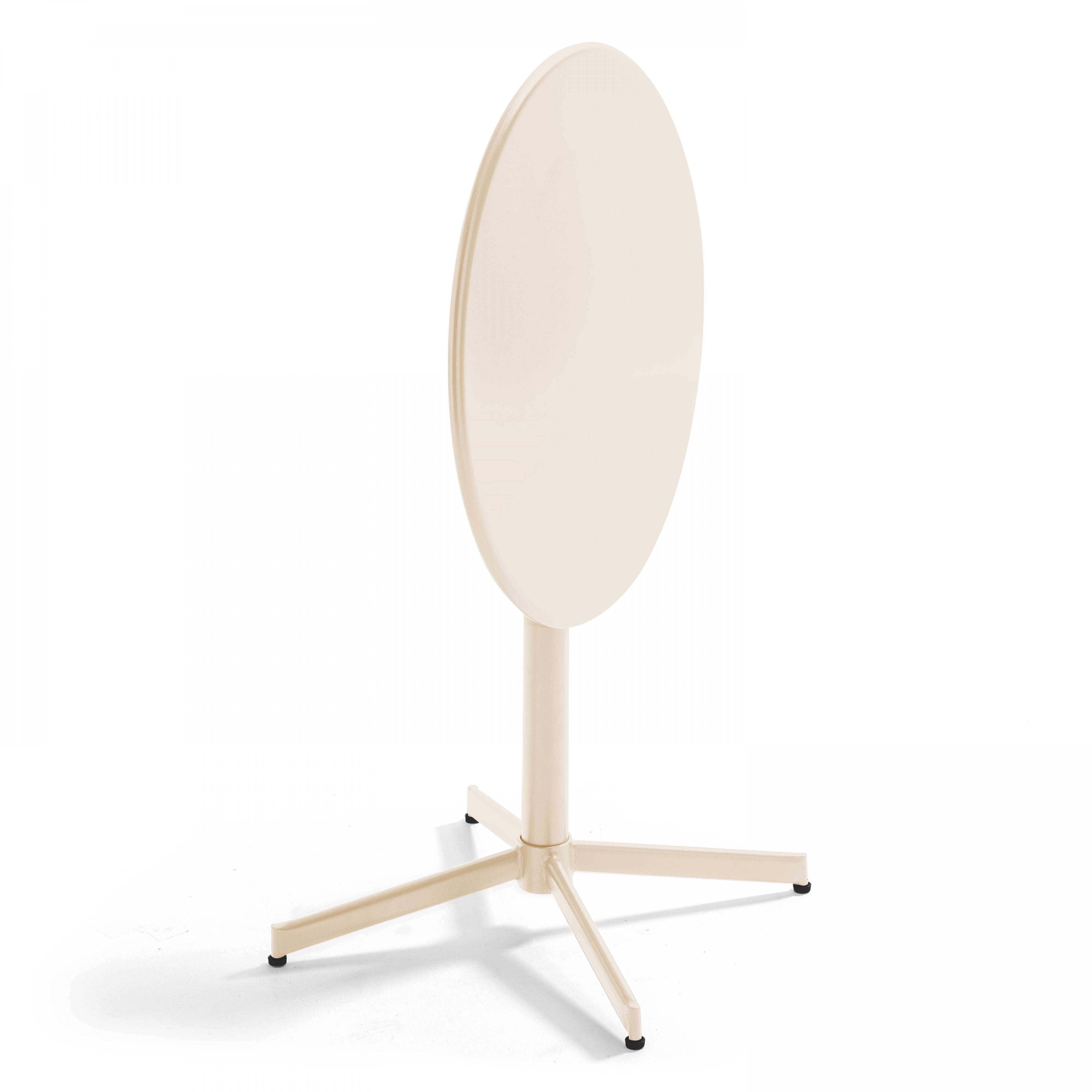 Oviala - Ensemble table de jardin ronde et 4 chaises en métal ivoire Palavas - Oviala - Imagen 4