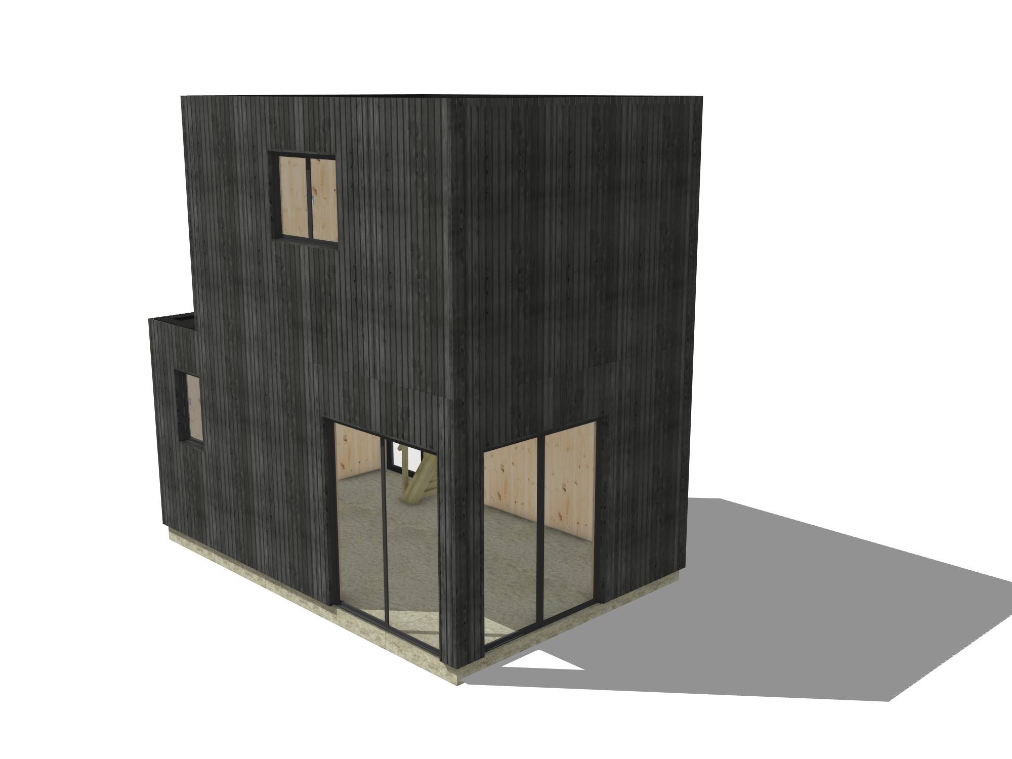 Studio de jardin 4 saisons en bois 5,5 x 3,5 x 2,7 m / isolation RE2020 avec mezzanine et terrasse / menuiseries alu k-line - Image 2