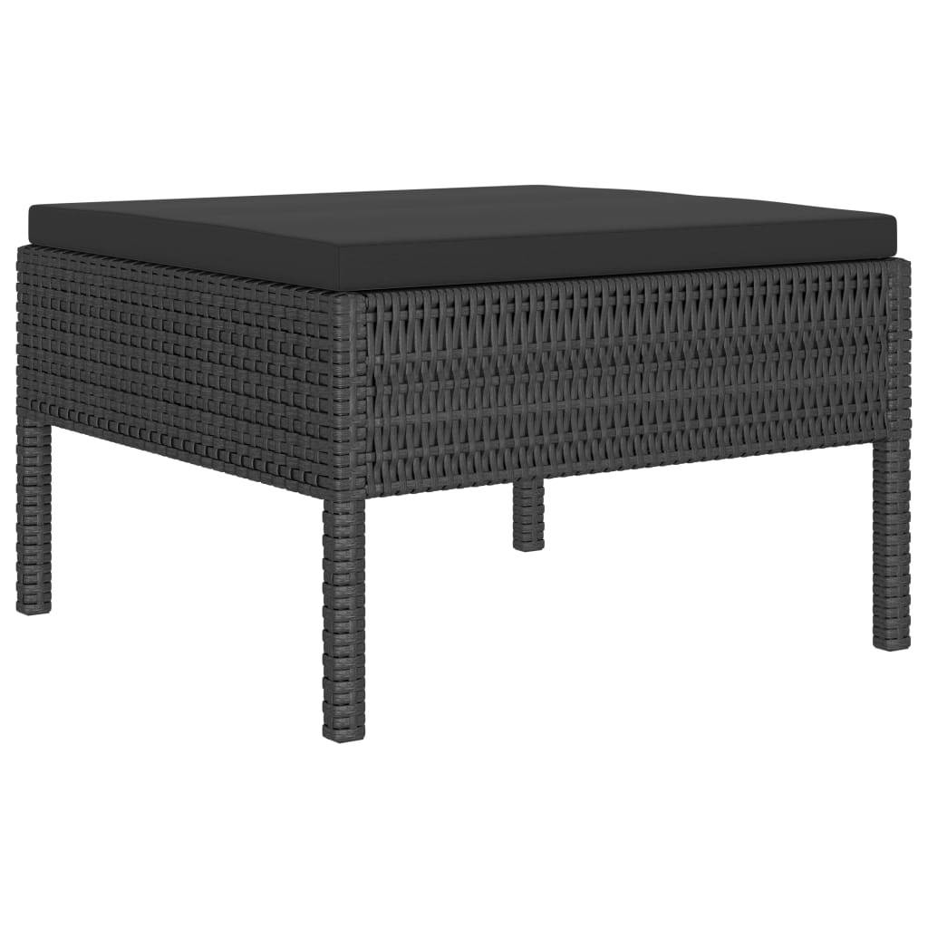 Helloshop26 - Salon de jardin meuble d'extérieur ensemble de mobilier 10 pièces avec coussins résine tressée noir - Imagen 4