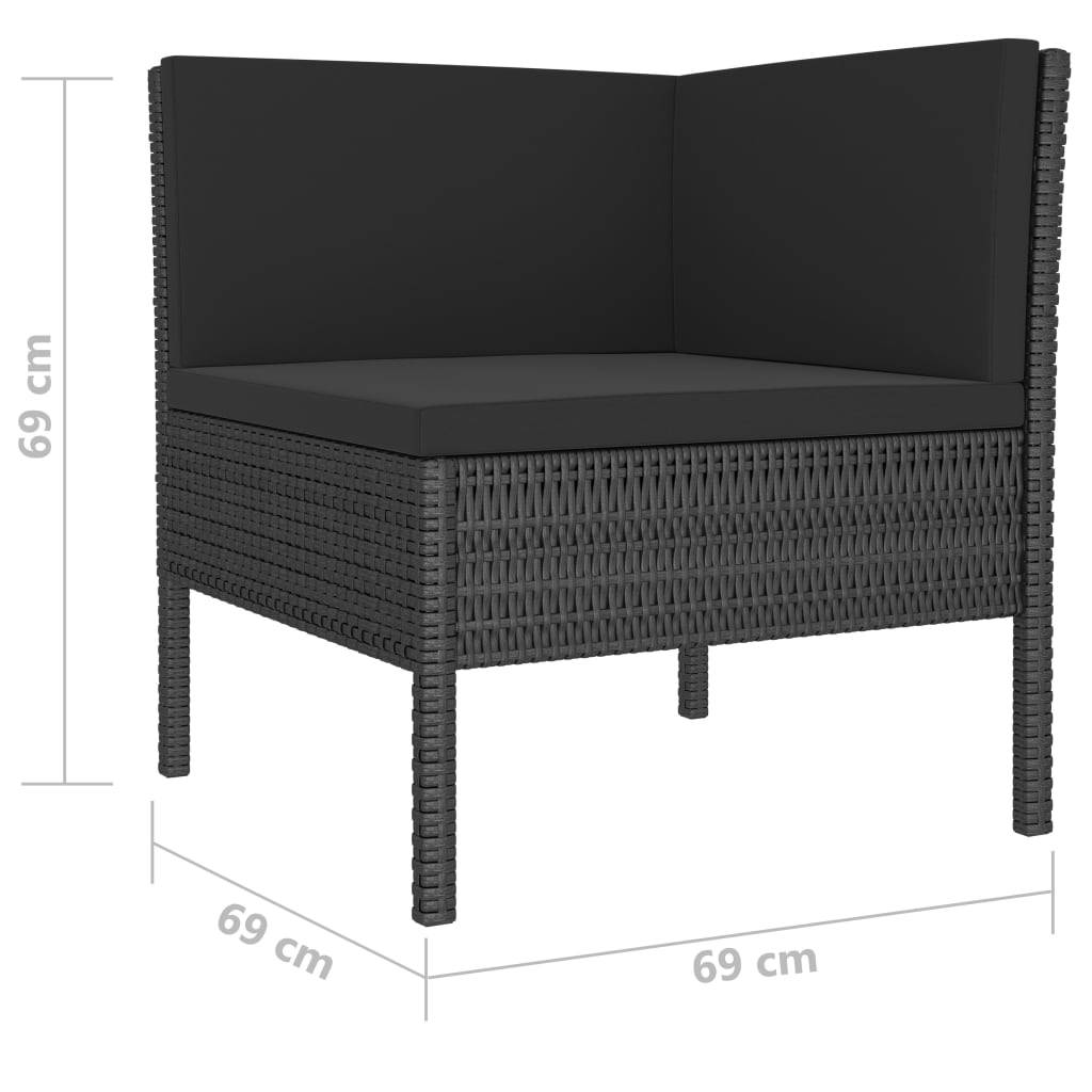 Helloshop26 - Salon de jardin meuble d'extérieur ensemble de mobilier 10 pièces avec coussins résine tressée noir - Imagen 5