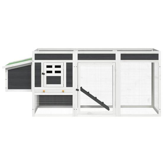 Poulailler Bois Pin Massif Extérieur Potager Intégré Nichoir 204x50x84cm Gris - ComfortXL Outdoor Living - Image 4