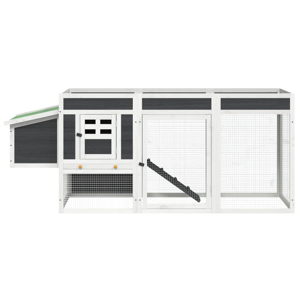 Poulailler Bois Pin Massif Extérieur Potager Intégré Nichoir 204x50x84cm Gris - ComfortXL Outdoor Living - Image 4