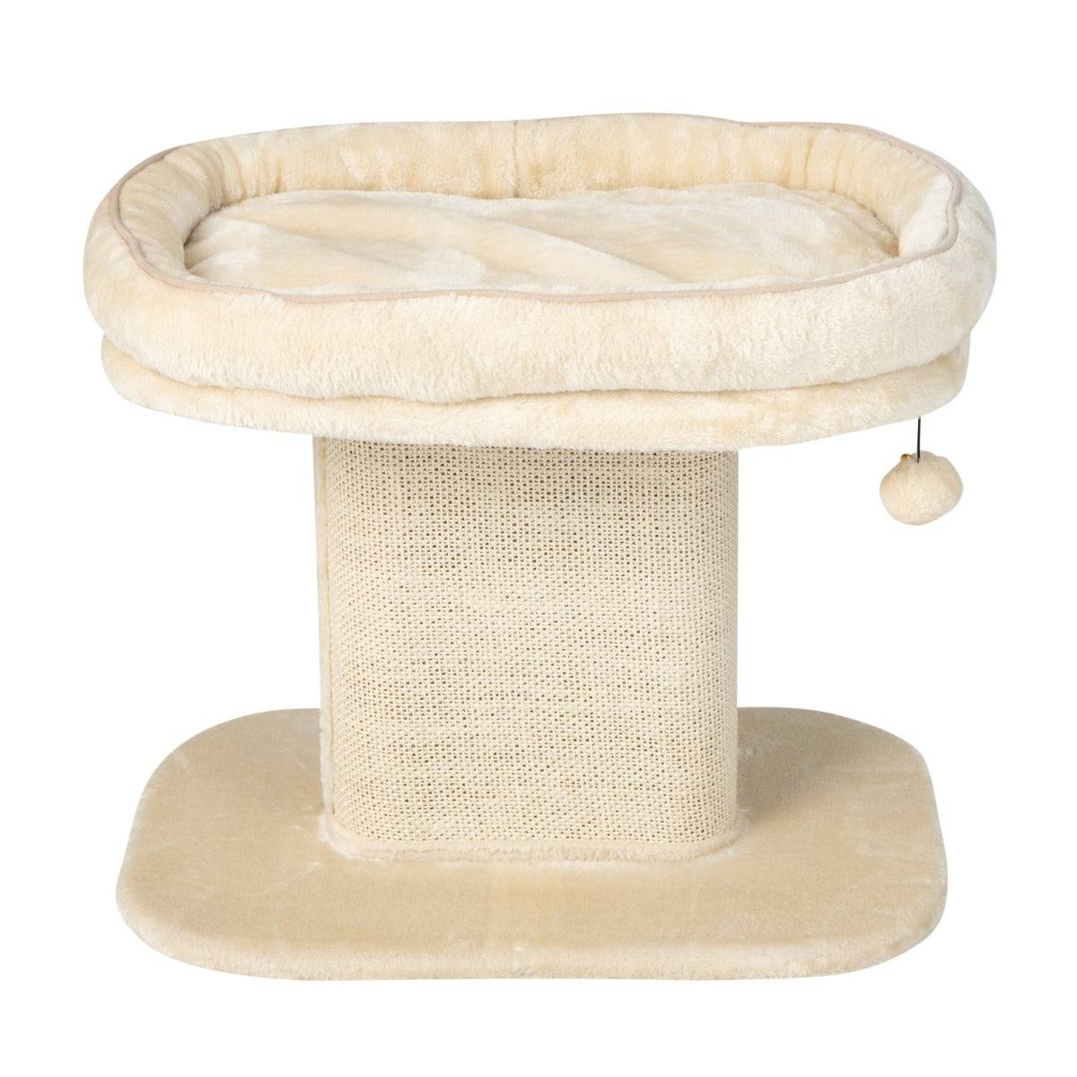 Helloshop26 - Arbre à chat en forme de tour avec lit grand perchoir en peluche tour à gratter en sisal pour chaton balle interactive beige - Imagen 1