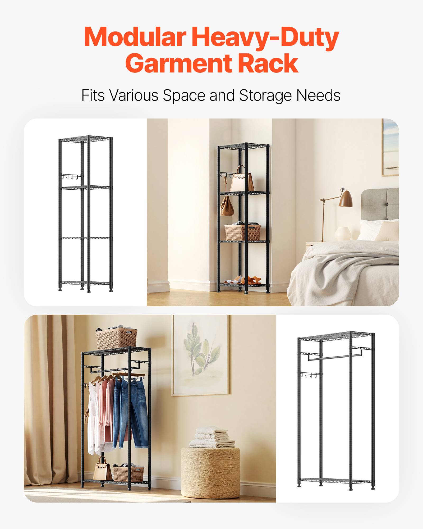 VEVOR Portant à Vêtements Porte-manteau en Acier au Carbone pour Chambre Magasin - Image 6