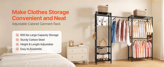 VEVOR Portant à Vêtements Porte-manteau en Acier au Carbone pour Chambre Magasin - Image 9