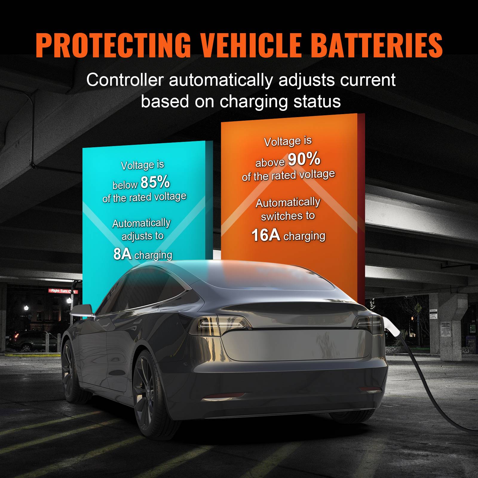 VEVOR Chargeur EV portable Type 2 16A 3,7kW, câble 8,6m, écran LCD, IP66, sac rangement. - Image 4