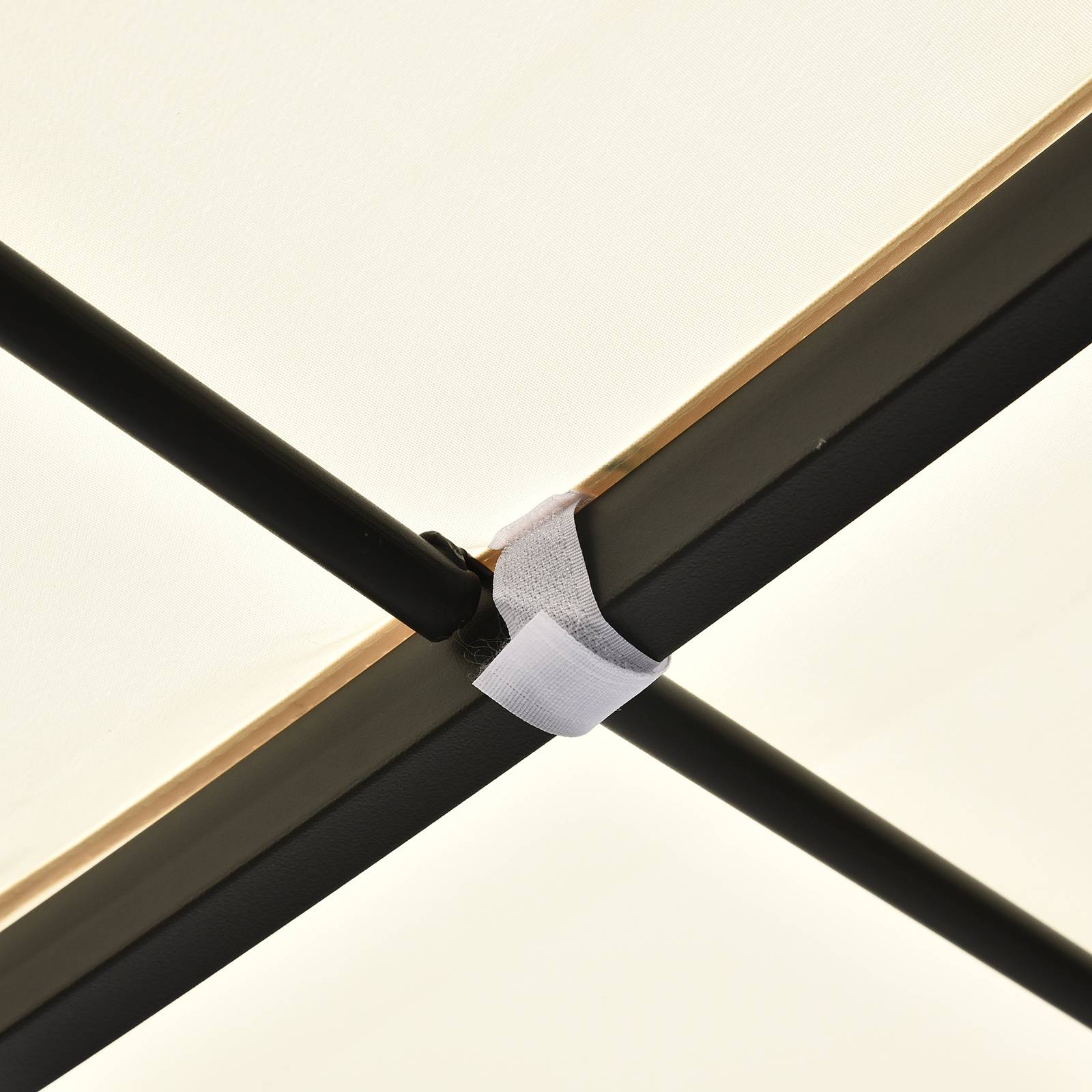 Pergola Adossée 3x3 m Acier et Polyester pour Jardin Terrasse Toit Incurvé Drainage Intégré Crème - ComfortXL Outdoor Living - Image 10