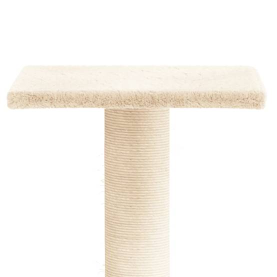 Arbre à chat bois et peluche crème 34.5 x 34.5 x 38 cm - PANGIVO - Image 4