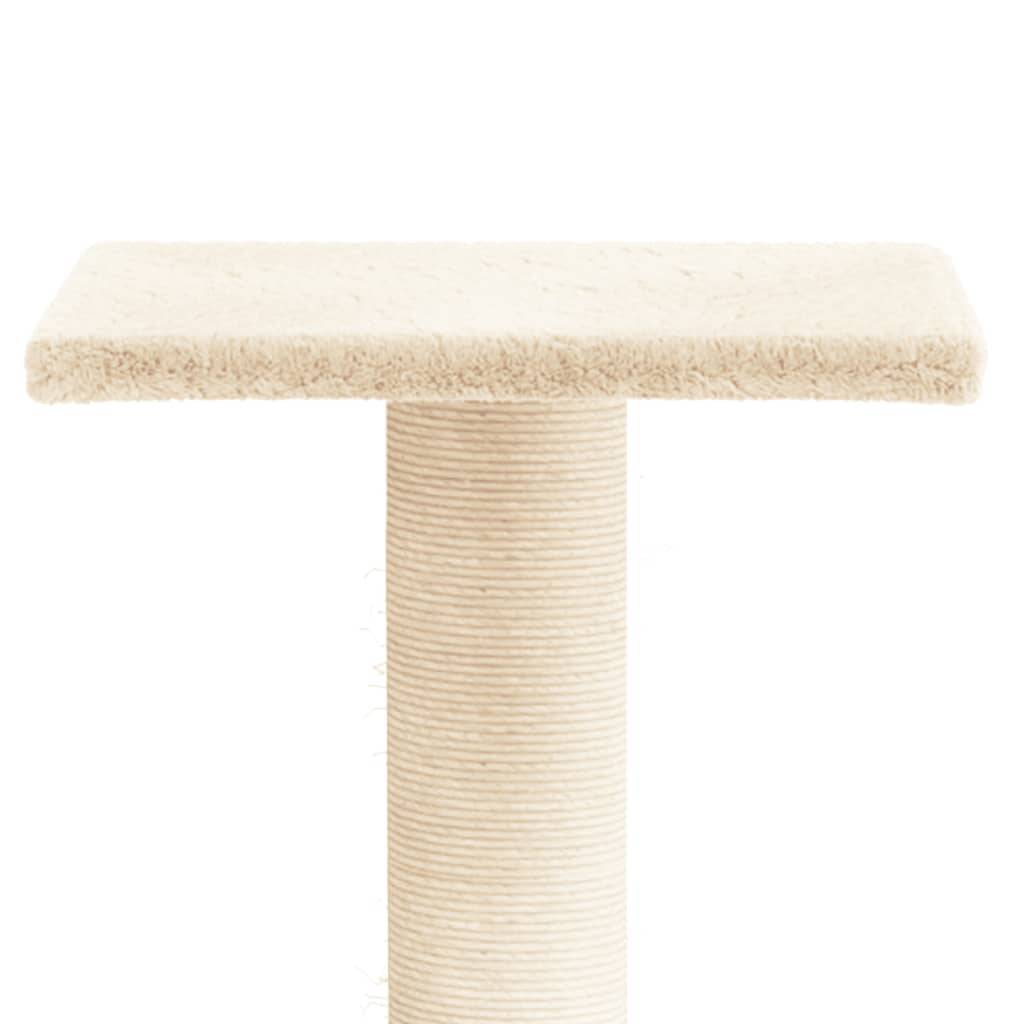 Arbre à chat bois et peluche crème 34.5 x 34.5 x 38 cm - PANGIVO - Image 4