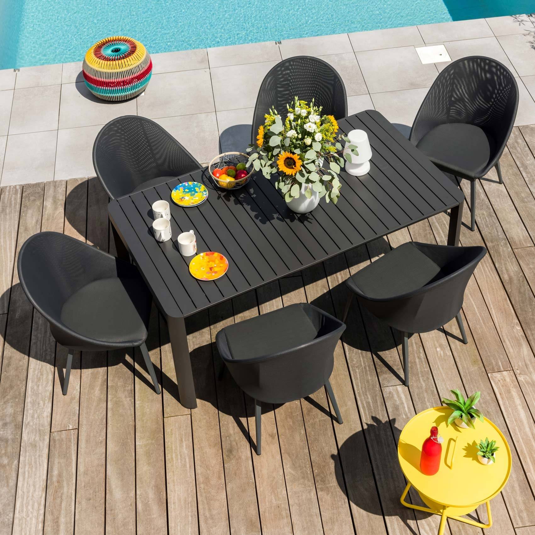 Table rectangulaire extensible 8/10/12 personnes - JARDILINE - Aluminium - Gris anthracite