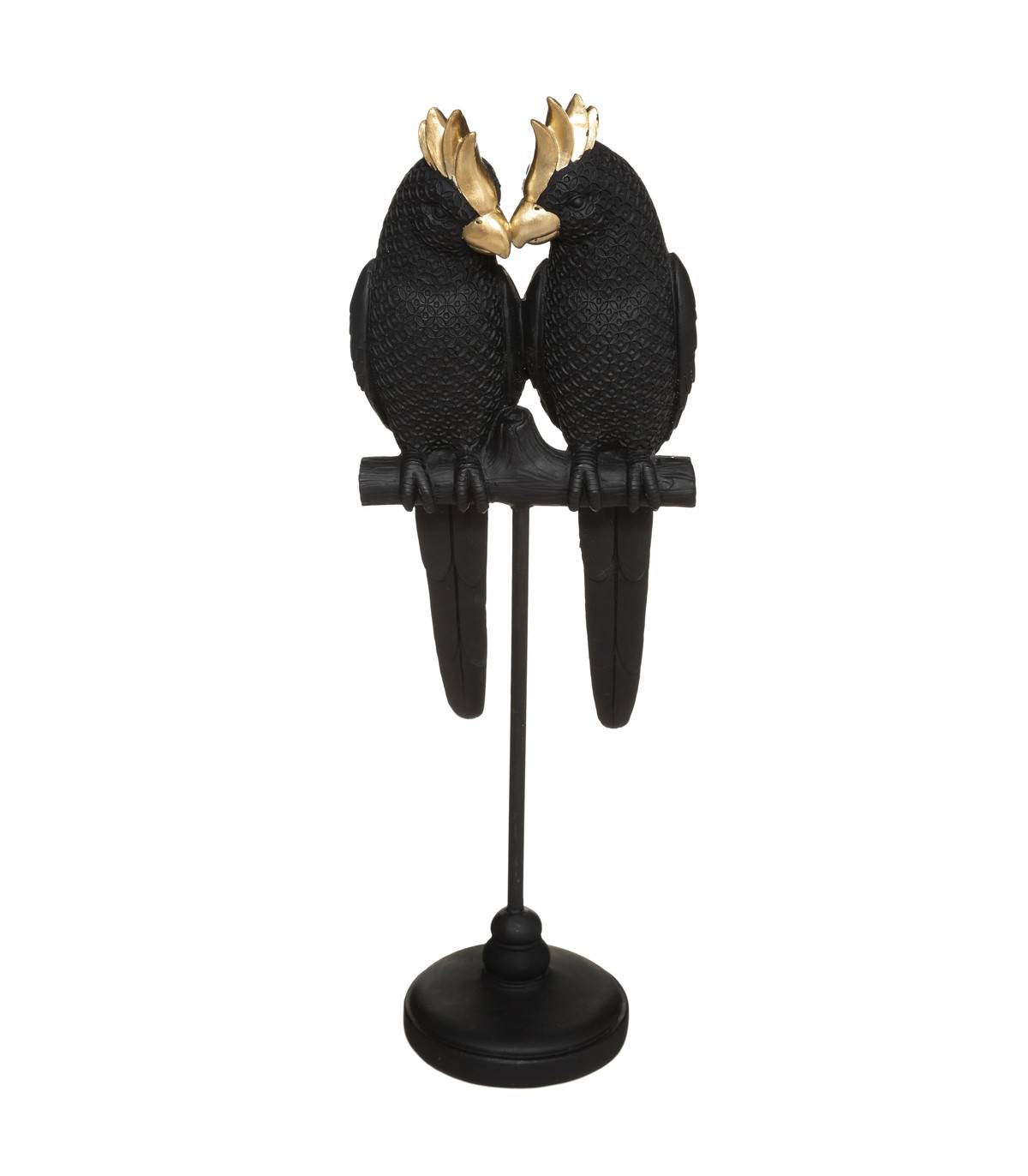 Objet décoratif Couple d'Oiseaux sur perchoir en résine H 35 cm - Imagen 1