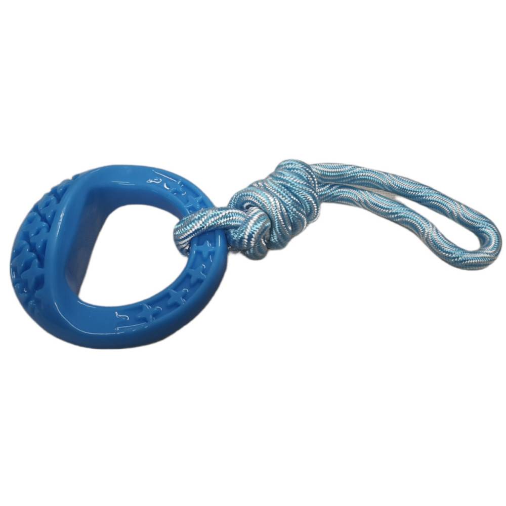 Animallparadise - Anneau rond en TPR et corde 25 cm, bleu Samba, Jeux pour chien - Imagen 5