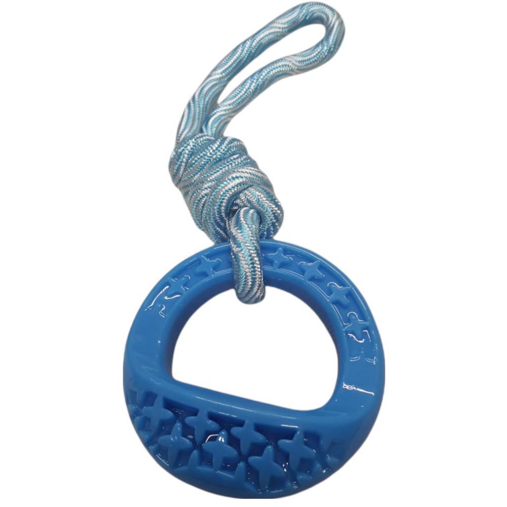 Animallparadise - Anneau rond en TPR et corde 25 cm, bleu Samba, Jeux pour chien - Imagen 6