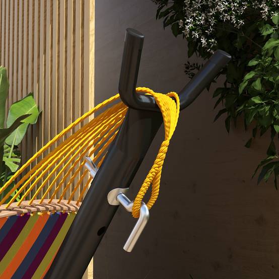 Cadre de hamac, pour hamacs jusqu’à 280 cm, acier, 285L x 125L x 110H cm, noir - Image 8