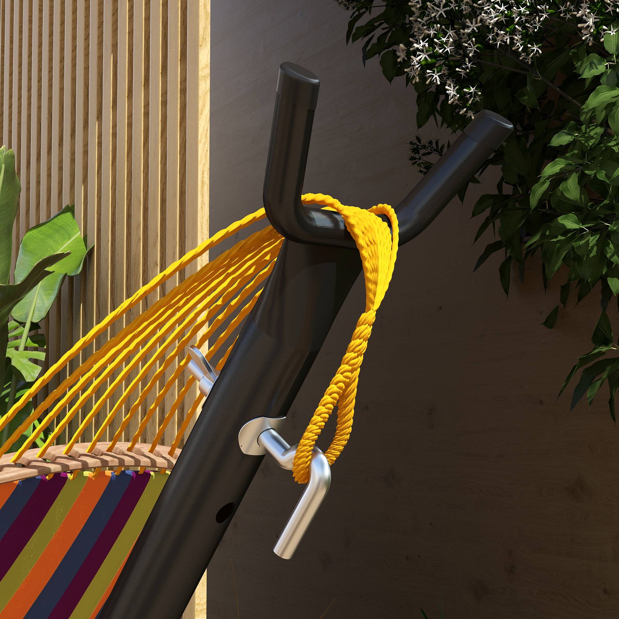Cadre de hamac, pour hamacs jusqu’à 280 cm, acier, 285L x 125L x 110H cm, noir - Image 8