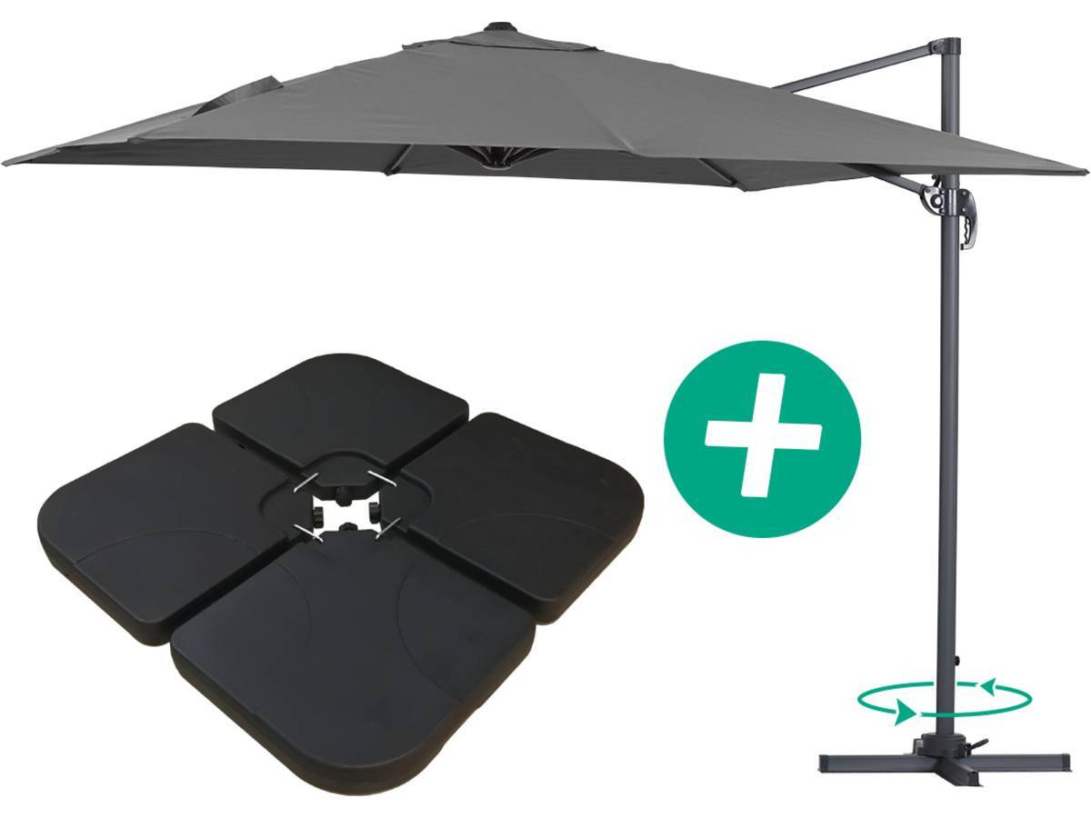 Habitat Et Jardin - Parasol Jardin Déporté Alu "sun 3" - Carré - 3 X 3 M - Gris - Dalles Incluses -habitat Et Jardin - Imagen 1