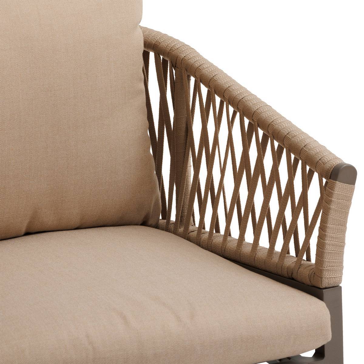 Hesperide - Lot de 2 fauteuils de jardin "Oriengo" miel & praline en aluminium et mailles tressées Hespéride - Imagen 3