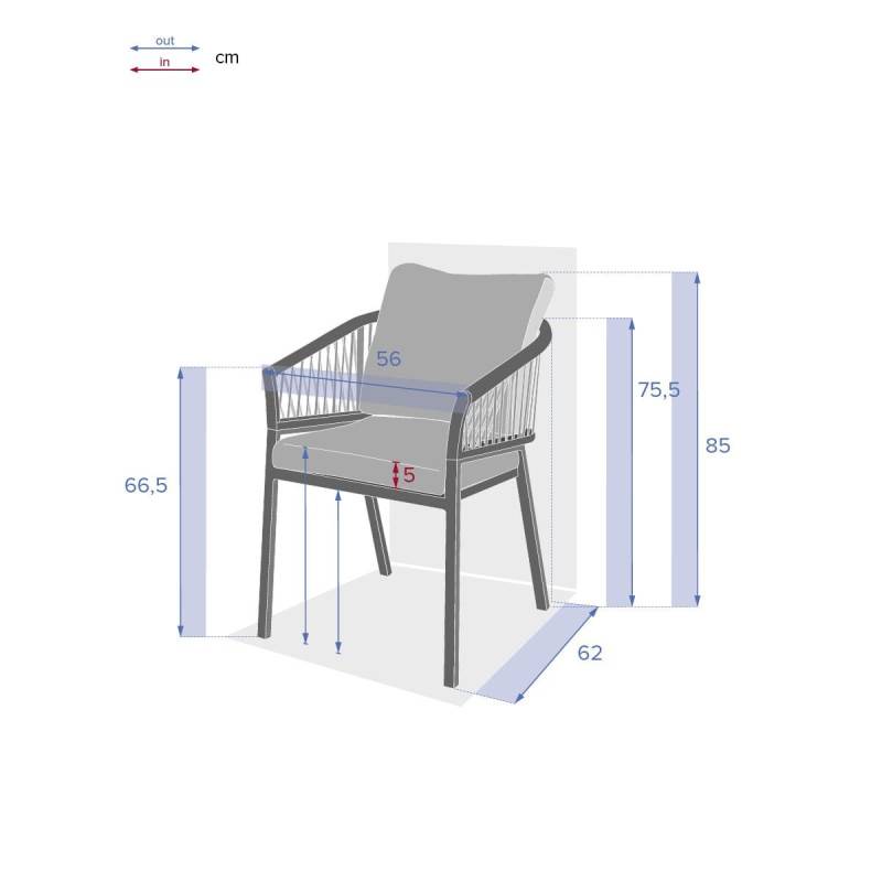 Hesperide - Lot de 2 fauteuils de jardin "Oriengo" miel & praline en aluminium et mailles tressées Hespéride - Imagen 4