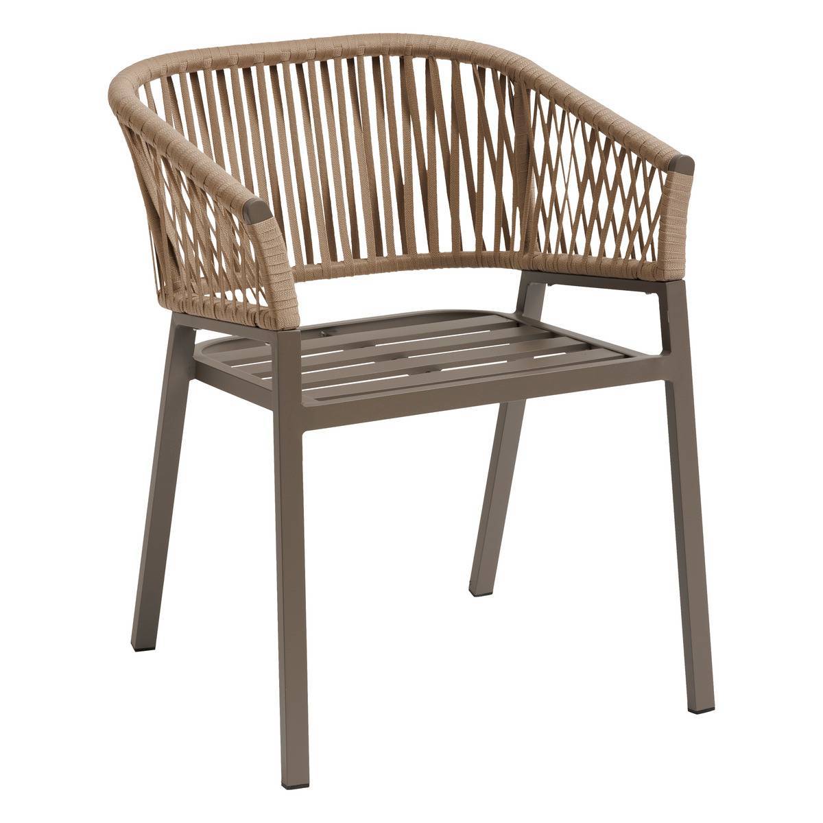 Hesperide - Lot de 2 fauteuils de jardin "Oriengo" miel & praline en aluminium et mailles tressées Hespéride - Imagen 2