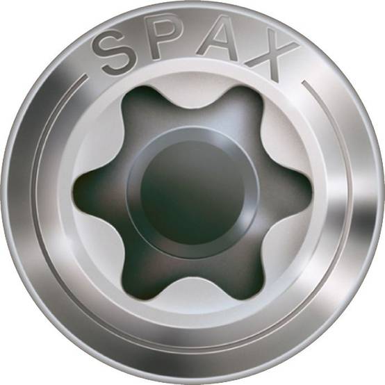Vis terrasse SPAX 6x60mm Tête cyl. T-STAR plus T25 - Pointe CUT - inox A2 - 100 unités - 0538000600603 - Image 1