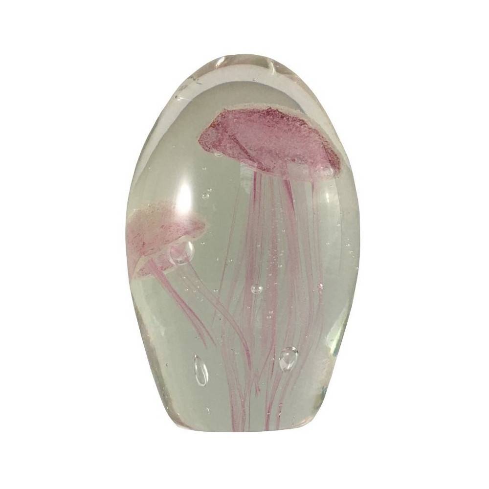 ° Presse papier sulfure "Méduses" en verre rose 11 x 7 cm Chemin de campagne - Imagen 1