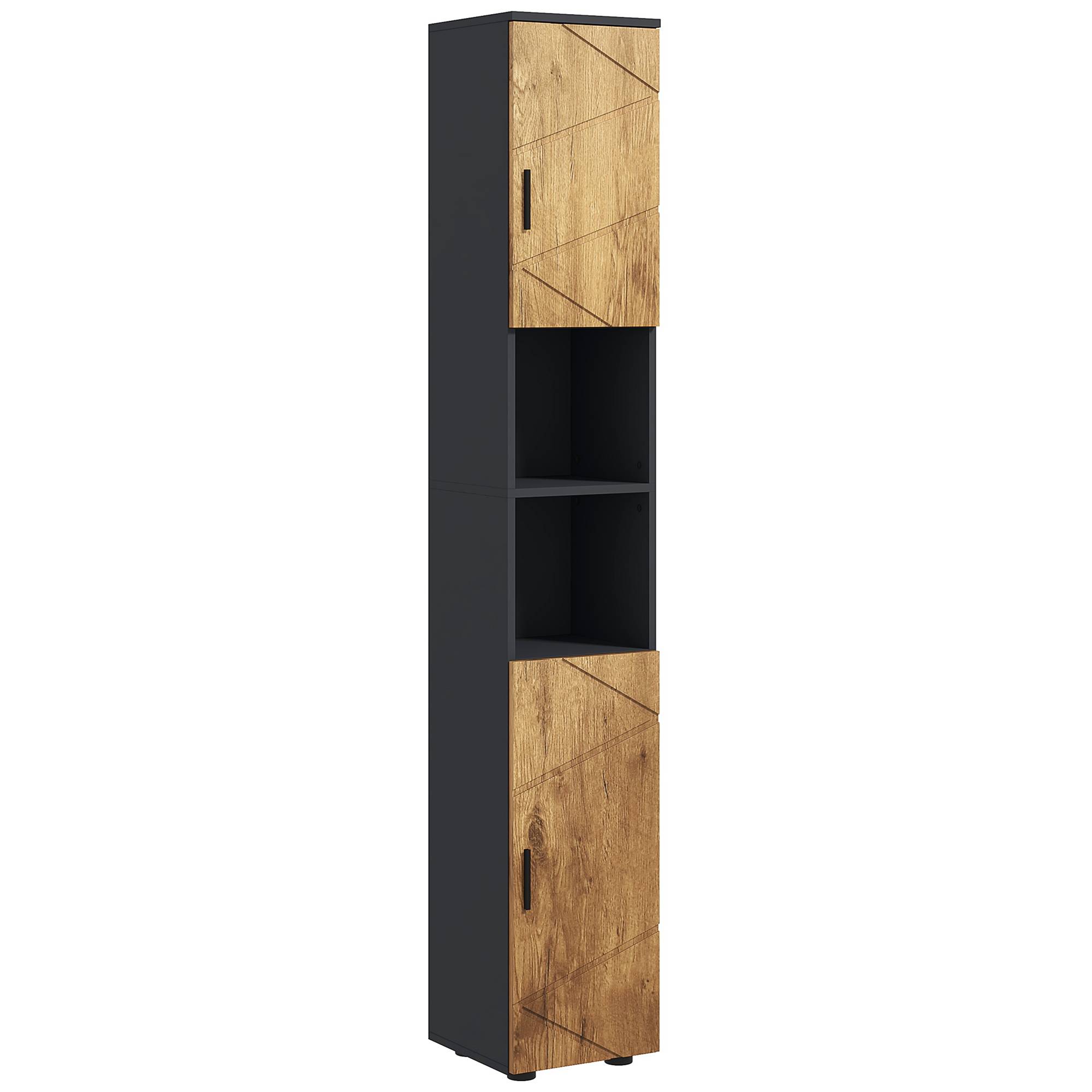 Sans Marque - Armoire salle bain haute étroite 30x30x183 cm chêne gris foncé - Image 1