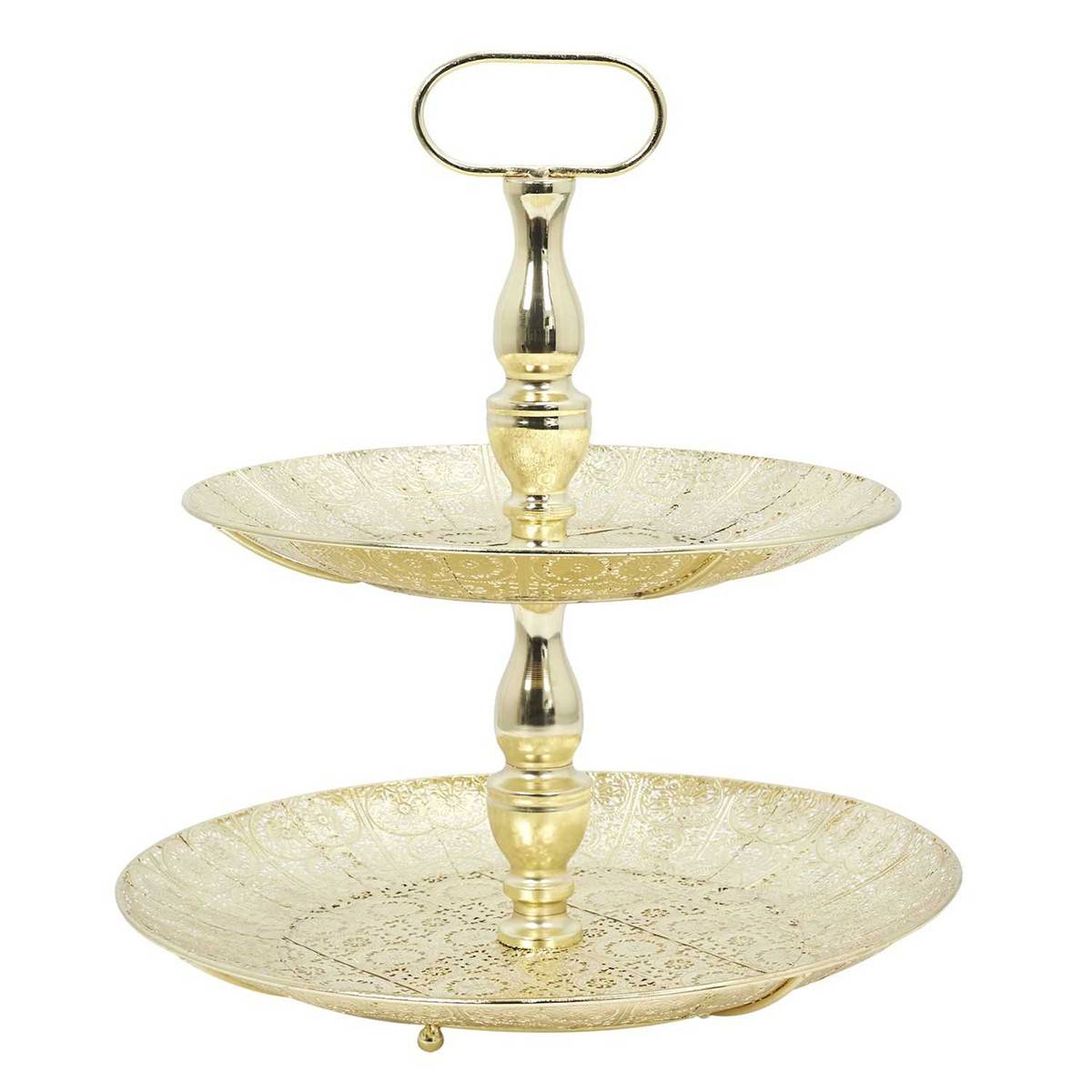 Plateau Décoratif Oriental Marrakech Manar 35cm Métal Argenté - Style Bohème Vintage