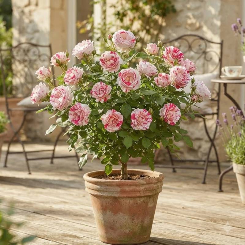 Rosier à fleurs groupées Scentimental® 'Wekplapep' à fleurs Blanche/Rouge - feuillage Caduc - Pot de 3L - 20/40 cm - Image 3