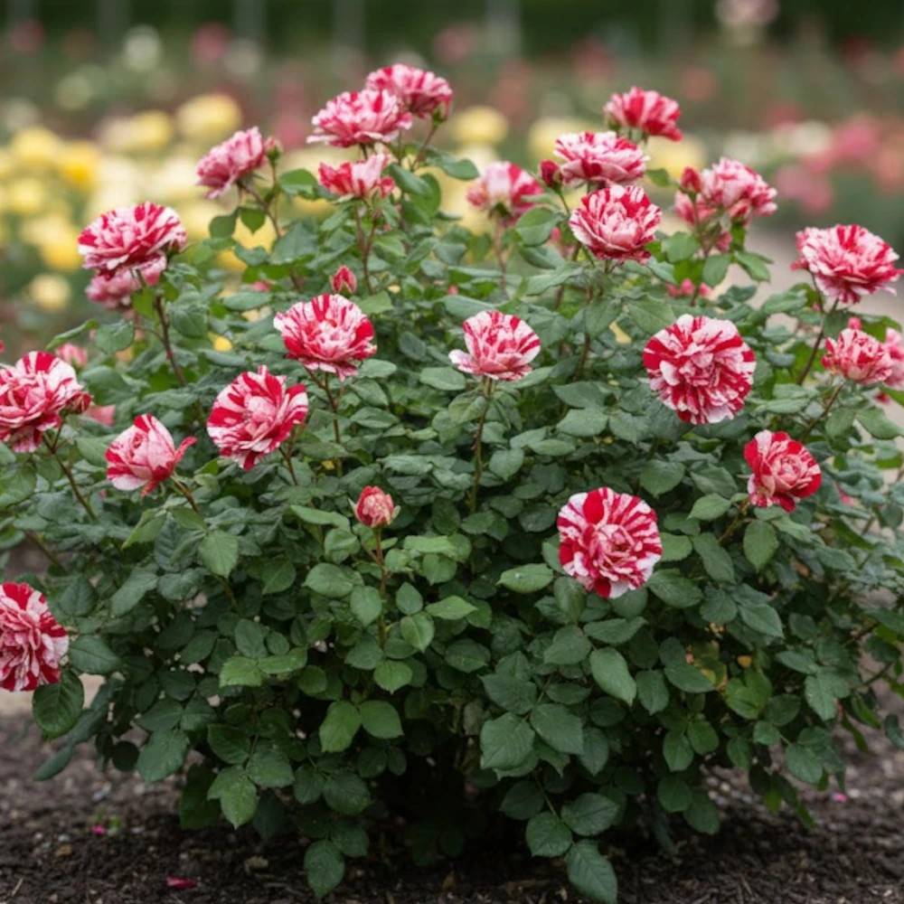 Rosier à fleurs groupées Scentimental® 'Wekplapep' à fleurs Blanche/Rouge - feuillage Caduc - Pot de 3L - 20/40 cm - Image 1