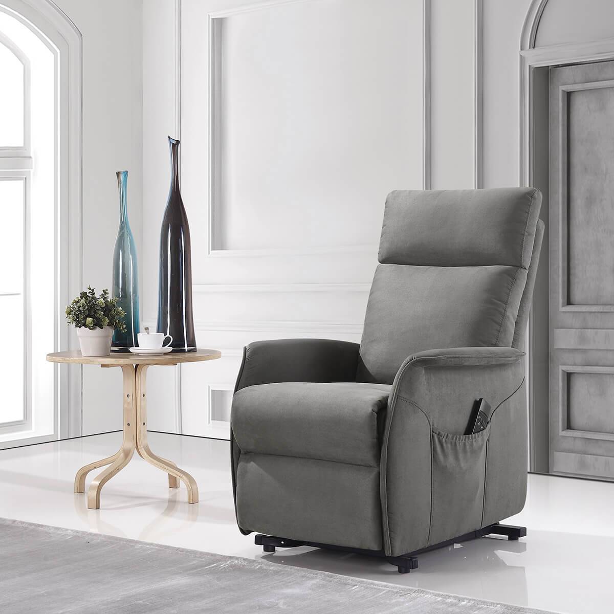 Fauteuil Relax et Releveur Electrique Tissu Gris - LISSONE - Image 3