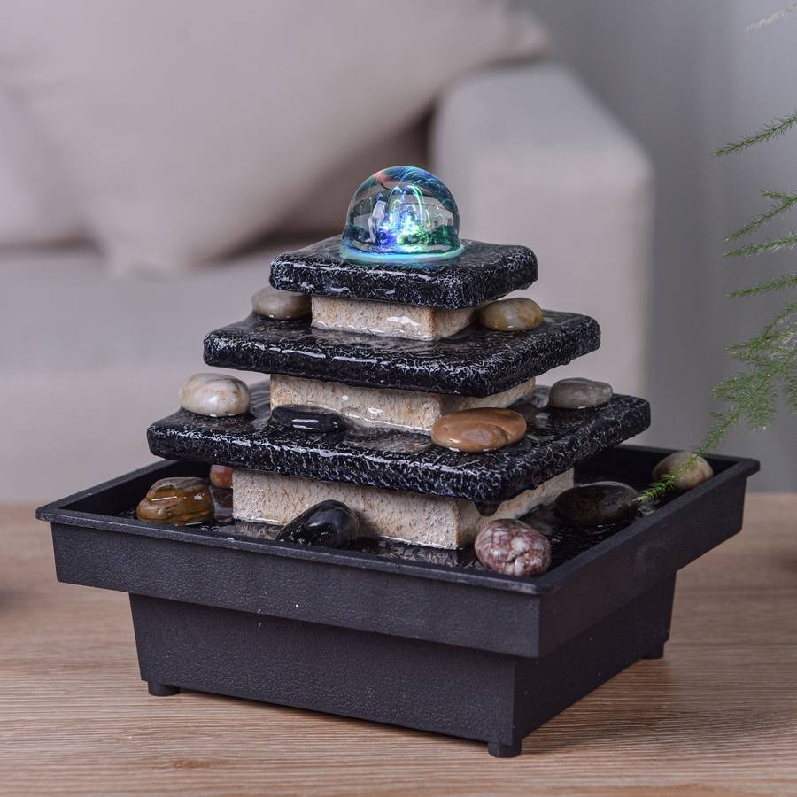 Zen Light - Fontaine d'Intérieur Eka - Fontaine Cascade Escalier Temple - Décoration Zen Relaxante - Éclairage Led - H 18cm – Zen'Light - Image 9
